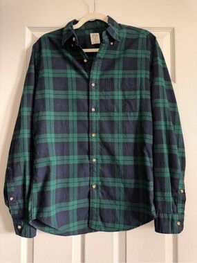 J. Crew Green & Navy Plaid Button-Down Shirt